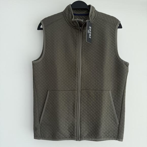 Rhone Vest Mens Small Green Gramercy Quilted Cotton Full Zip Classic Fit Golf - Picture 4 of 12